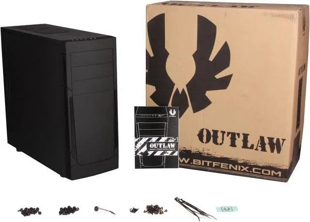 Alt view image 10 of 10 - BitFenix Outlaw Black Steel / Plastic ATX Mid Tower Computer Case