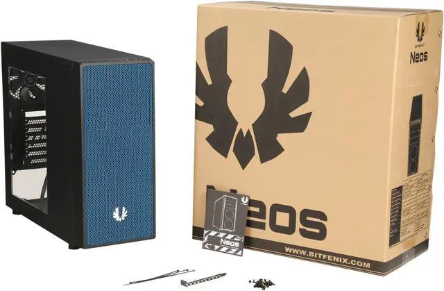 Alt view image 9 of 9 - BitFenix Neos Window Side Panel Computer Case, Black/Blue, BFC-NEO-100-KKWSB-RP, ATX/Micro ATX/Mini-ITX Form Factor, Compatible with ATX PSU