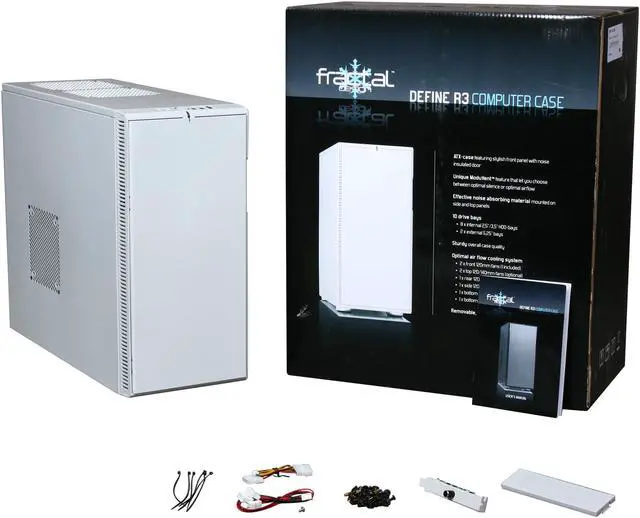 Alt view image 11 of 11 - Fractal Design Define R3 White ATX Mid Tower Silent PC Computer Case