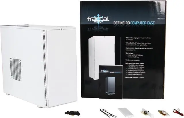 Alt view image 14 of 14 - Fractal Design Define R3 Arctic White w/ USB 3.0 ATX Mid Tower Silent PC Computer Case