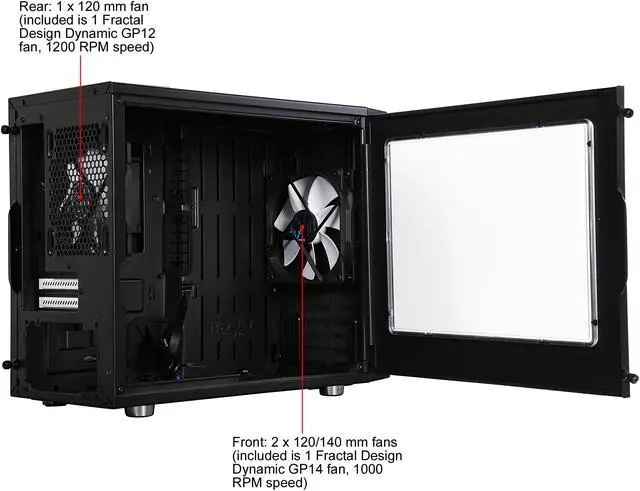 Alt view image 9 of 13 - Fractal Design Define Nano S Black Window Silent Mini-ITX Mini Tower Computer Case