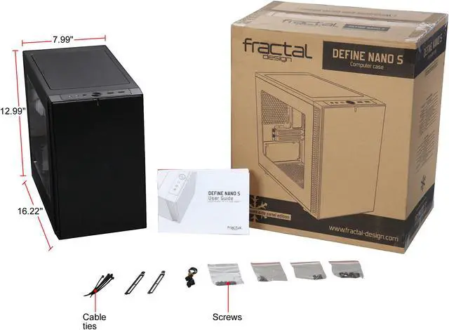 Alt view image 13 of 13 - Fractal Design Define Nano S Black Window Silent Mini-ITX Mini Tower Computer Case