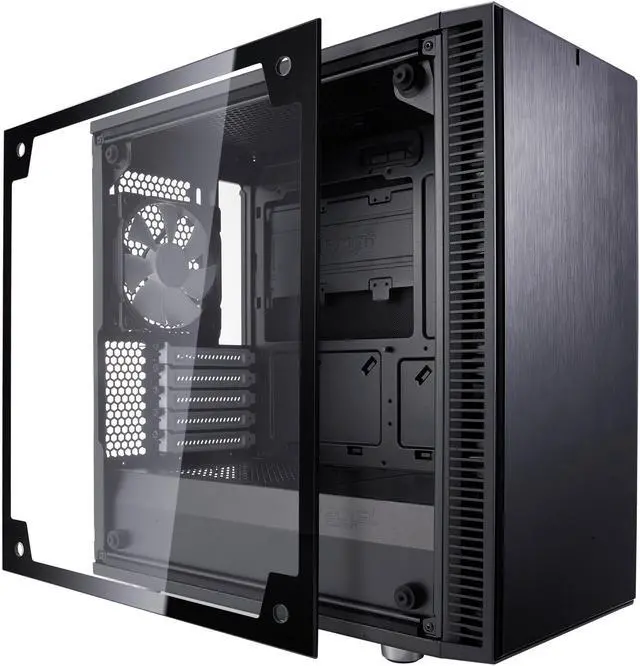 Alt view image 11 of 20 - Fractal Design Define Mini C TG Black Tempered Glass Window Silent Compact Micro ATX Mini Tower Computer Case