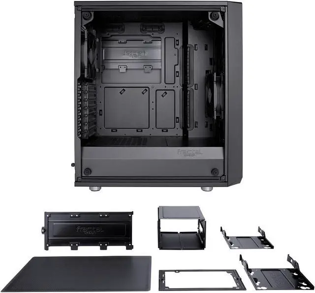 Alt view image 18 of 20 - Fractal Design Meshify C Black ATX High-Airflow Compact Dark Tint Tempered Glass Window Mid Tower Computer Case