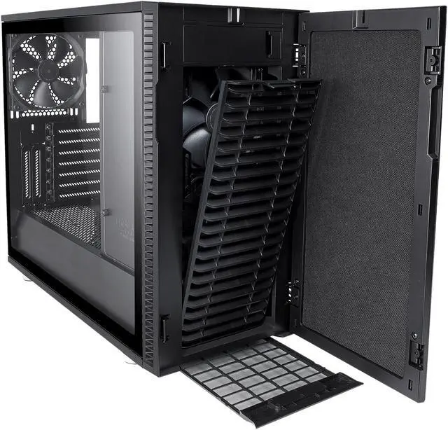 Alt view image 4 of 20 - Fractal Design Define R6 Blackout Brushed Aluminum/Steel ATX Silent Modular Tempered Glass Window Mid Tower Computer Case