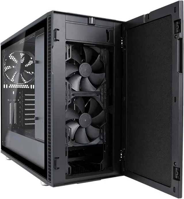 Alt view image 5 of 20 - Fractal Design Define R6 Blackout Brushed Aluminum/Steel ATX Silent Modular Tempered Glass Window Mid Tower Computer Case