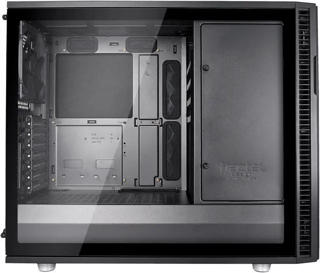 Alt view image 11 of 20 - Fractal Design Define R6 Blackout Brushed Aluminum/Steel ATX Silent Modular Tempered Glass Window Mid Tower Computer Case