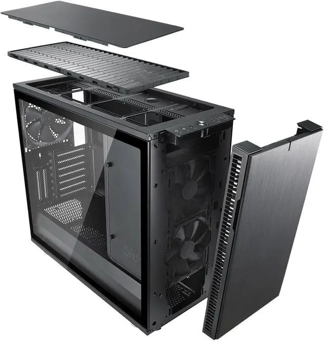 Alt view image 16 of 20 - Fractal Design Define R6 Blackout Brushed Aluminum/Steel ATX Silent Modular Tempered Glass Window Mid Tower Computer Case