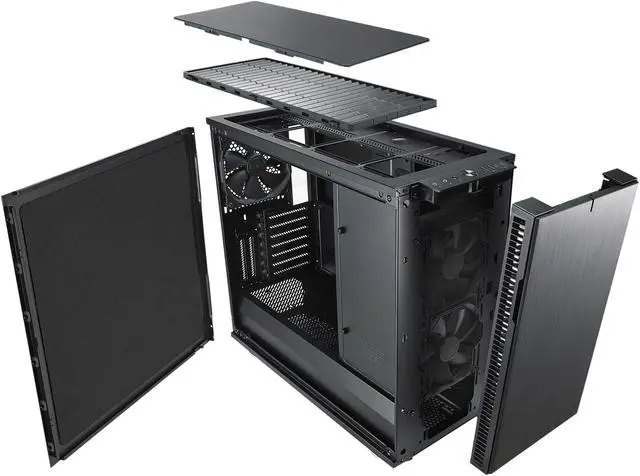 Alt view image 17 of 20 - Fractal Design Define R6 Blackout Brushed Aluminum/Steel ATX Silent Modular Tempered Glass Window Mid Tower Computer Case