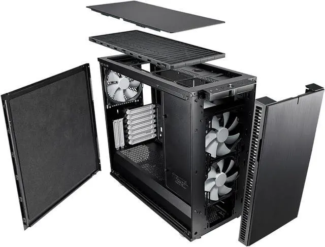 Alt view image 20 of 20 - Fractal Design Define R6 Black Brushed Aluminum/Steel ATX Silent Modular Tempered Glass Window Mid Tower Computer Case