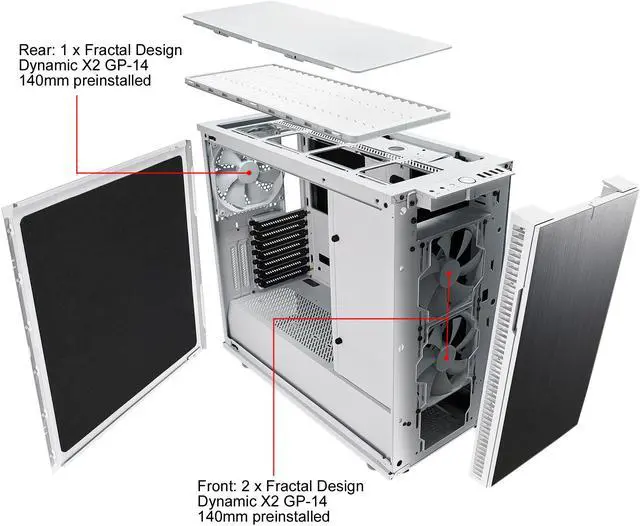 Alt view image 20 of 20 - Fractal Design Define R6 White Brushed Aluminum/Steel ATX Silent Modular Mid Tower Computer Case
