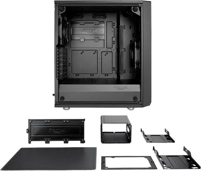 Alt view image 10 of 20 - Fractal Design Meshify C Black ATX High-Airflow Compact Light Tint Tempered Glass Mid Tower Computer Case
