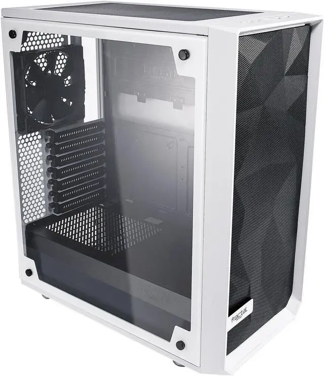 Alt view image 9 of 20 - Fractal Design Meshify C White - White Steel / Tempered Glass ATX Mid Tower High-Airflow Compact Clear Tempered Glass Computer Case