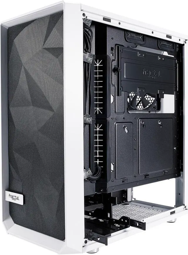 Alt view image 12 of 20 - Fractal Design Meshify C White - White Steel / Tempered Glass ATX Mid Tower High-Airflow Compact Clear Tempered Glass Computer Case