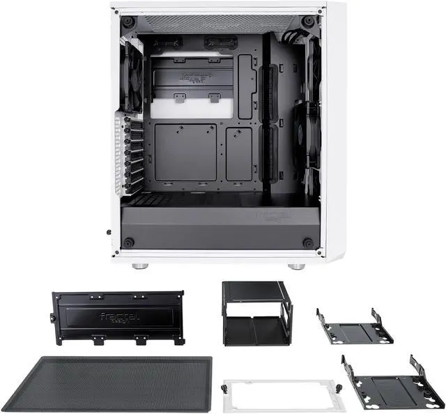 Alt view image 14 of 20 - Fractal Design Meshify C White - White Steel / Tempered Glass ATX Mid Tower High-Airflow Compact Clear Tempered Glass Computer Case