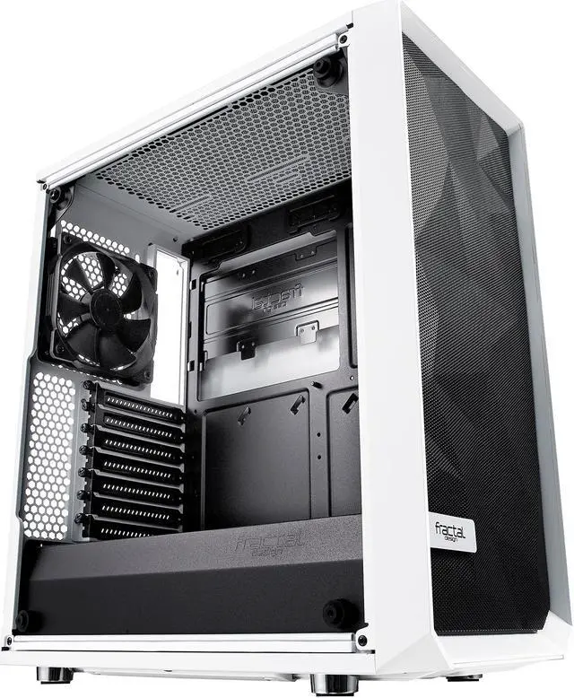 Alt view image 2 of 20 - Fractal Design Meshify C White - White Steel / Tempered Glass ATX Mid Tower High-Airflow Compact Clear Tempered Glass Computer Case