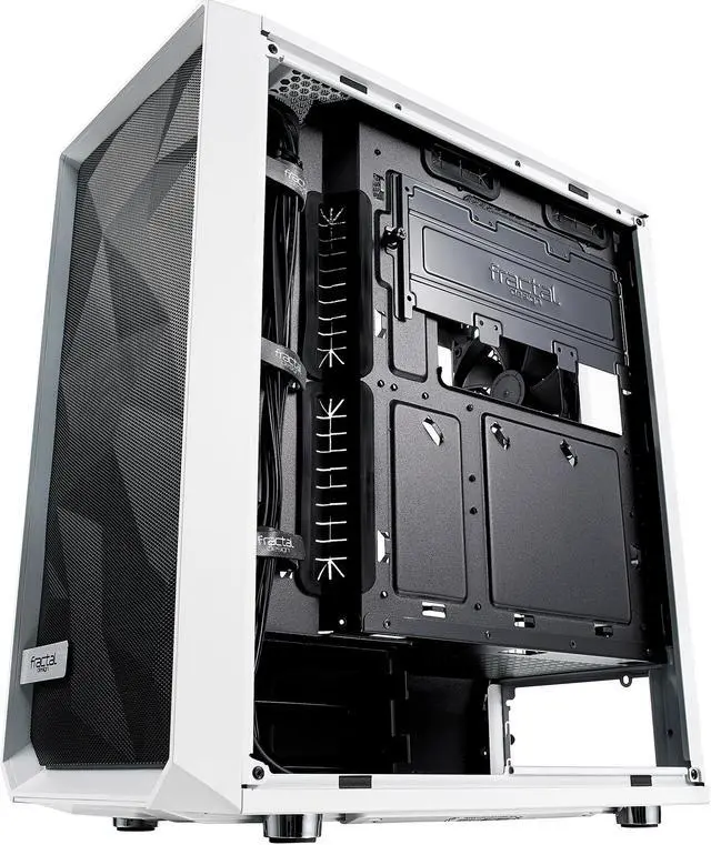 Alt view image 5 of 20 - Fractal Design Meshify C White - White Steel / Tempered Glass ATX Mid Tower High-Airflow Compact Clear Tempered Glass Computer Case