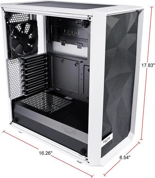 Alt view image 10 of 20 - Fractal Design Meshify C White - White Steel / Tempered Glass ATX Mid Tower High-Airflow Compact Clear Tempered Glass Computer Case
