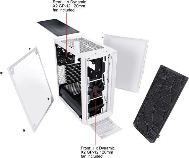Alt view image 13 of 20 - Fractal Design Meshify C White - White Steel / Tempered Glass ATX Mid Tower High-Airflow Compact Clear Tempered Glass Computer Case