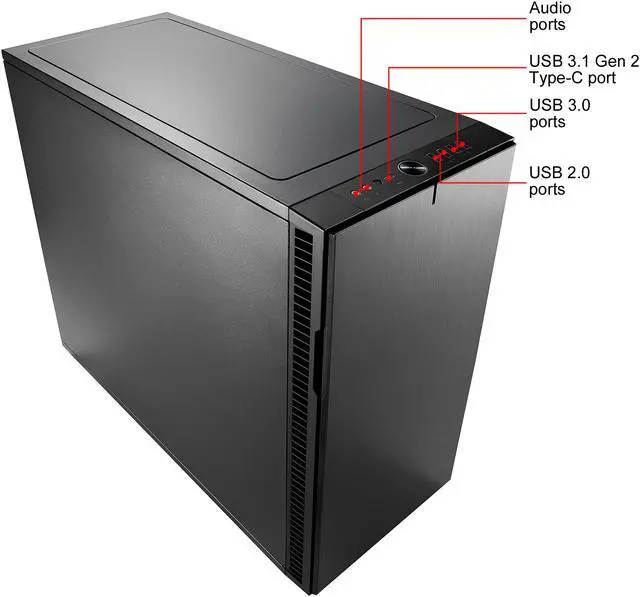 Alt view image 4 of 20 - Fractal Design Define R6 USB-C Black Brushed Aluminum/Steel ATX Silent Modular Mid Tower Computer Case