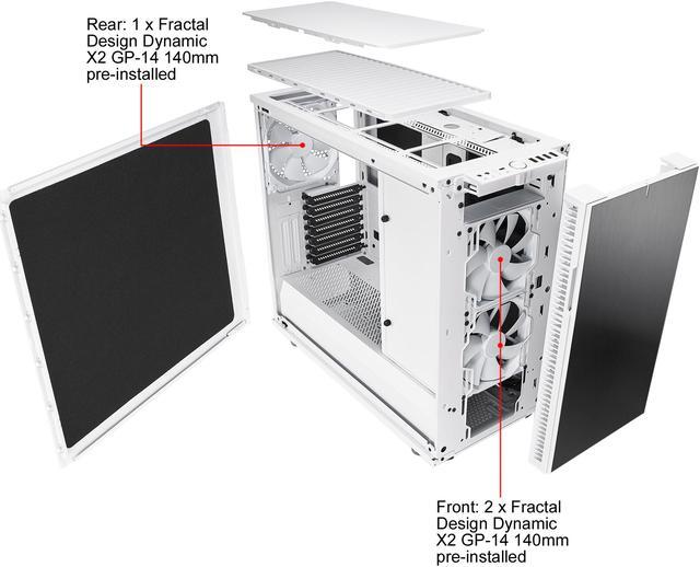 Alt view image 13 of 20 - Fractal Design Define R6 USB-C White Brushed Aluminum/Steel ATX Silent Modular Mid Tower Computer Case
