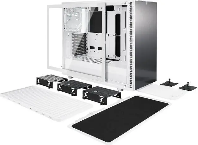 Alt view image 16 of 20 - Fractal Design Define S2 White Brushed Aluminum/Steel ATX Silent Modular Clear Tempered Glass Window Mid Tower Computer Case