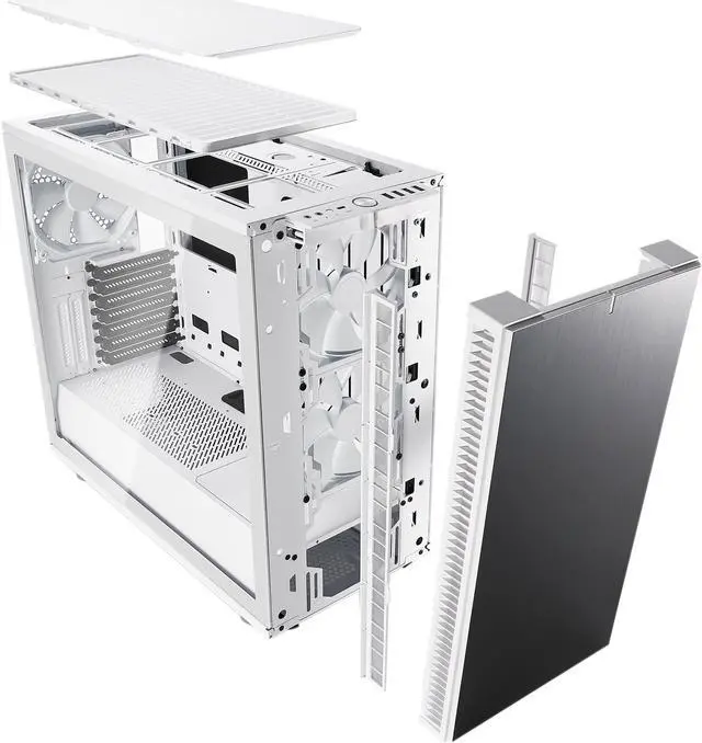 Alt view image 15 of 20 - Fractal Design Define S2 White Brushed Aluminum/Steel ATX Silent Modular Clear Tempered Glass Window Mid Tower Computer Case