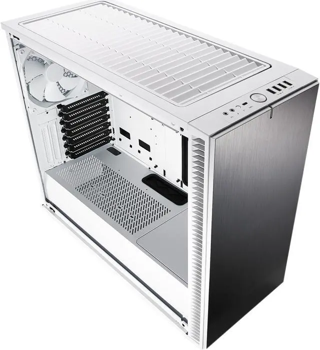 Alt view image 14 of 20 - Fractal Design Define S2 White Brushed Aluminum/Steel ATX Silent Modular Clear Tempered Glass Window Mid Tower Computer Case