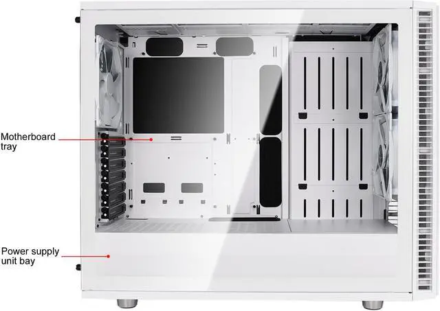 Alt view image 6 of 20 - Fractal Design Define S2 White Brushed Aluminum/Steel ATX Silent Modular Clear Tempered Glass Window Mid Tower Computer Case