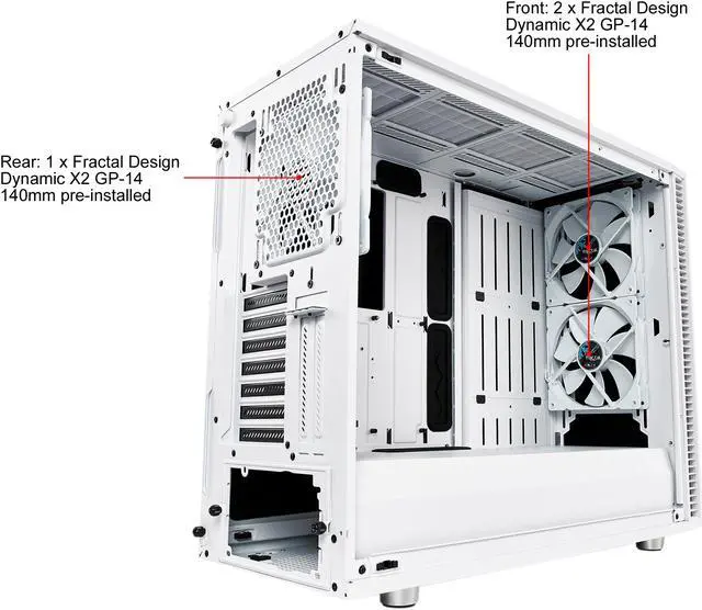 Alt view image 19 of 20 - Fractal Design Define S2 White Brushed Aluminum/Steel ATX Silent Modular Clear Tempered Glass Window Mid Tower Computer Case