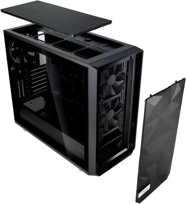 Alt view image 11 of 19 - Fractal Design Meshify S2 Black ATX Modular High-Airflow Dark Tint Tempered Glass Window Mid Tower Computer Case, FD-CA-MESH-S2-BKO-TG