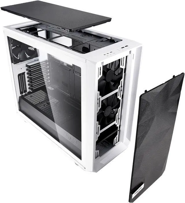 Alt view image 11 of 20 - Fractal Design Meshify S2 White ATX Modular High-Airflow Tempered Glass Window Mid Tower Computer Case