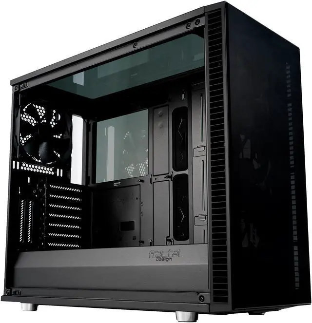 Alt view image 9 of 20 - Fractal Design Define S2 Vision Blackout ATX Silent Modular Dark Tint Tempered Glass Window Mid Tower Computer Case
