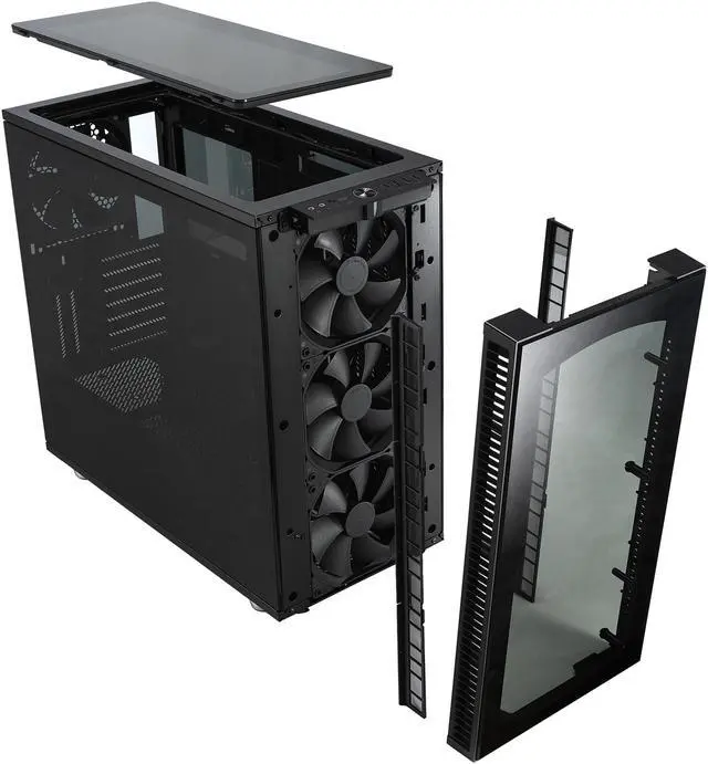Alt view image 11 of 20 - Fractal Design Define S2 Vision Blackout ATX Silent Modular Dark Tint Tempered Glass Window Mid Tower Computer Case