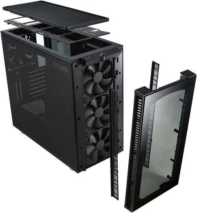 Alt view image 12 of 20 - Fractal Design Define S2 Vision Blackout ATX Silent Modular Dark Tint Tempered Glass Window Mid Tower Computer Case