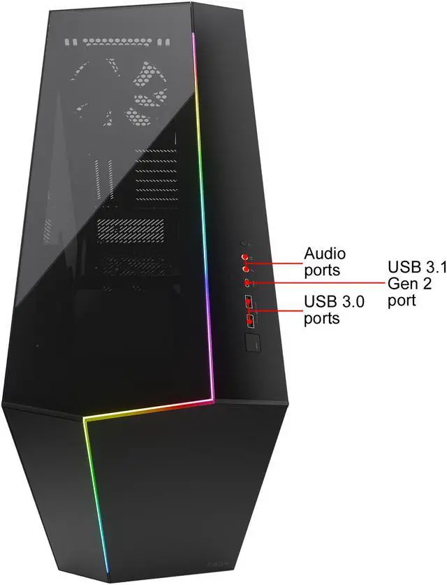 Alt view image 18 of 20 - Fractal Design Vector RS Blackout ATX Silent Modular Dark Tint Tempered Glass Window Mid Tower Computer Case with ARGB LED strip and Adjust R1 RGB Controller