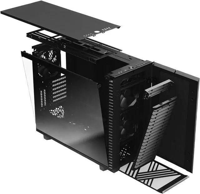 Alt view image 14 of 20 - Fractal Design Define 7 Black Brushed Aluminum / Steel E-ATX Silent Modular Tempered Glass Window Mid Tower Computer Case