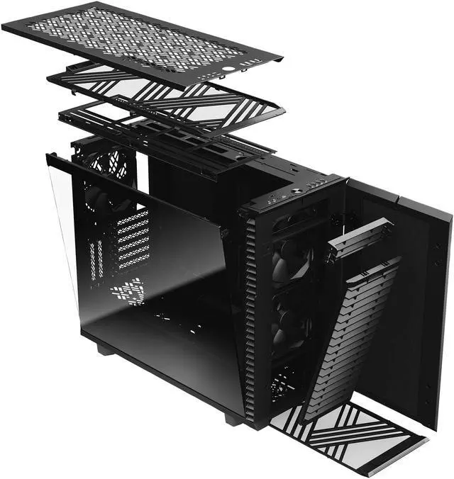 Alt view image 15 of 20 - Fractal Design Define 7 Black Brushed Aluminum / Steel E-ATX Silent Modular Tempered Glass Window Mid Tower Computer Case