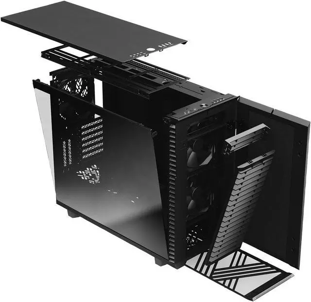 Alt view image 15 of 20 - Fractal Design Define 7 Black Brushed Aluminum / Steel E-ATX Silent Modular Dark Tinted Tempered Glass Window Mid Tower Computer Case