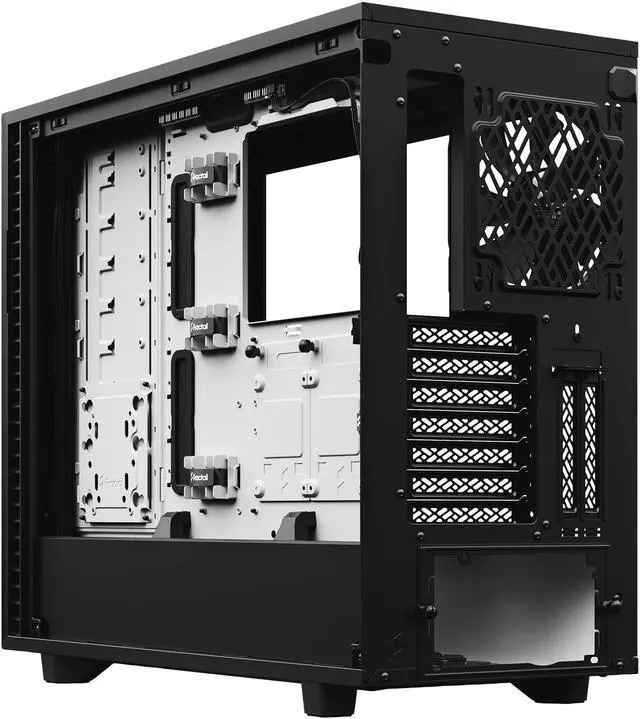 Alt view image 16 of 20 - Fractal Design Define 7 Black & White Brushed Aluminum / Steel E-ATX Silent Modular Tempered Glass Window Mid Tower Computer Case