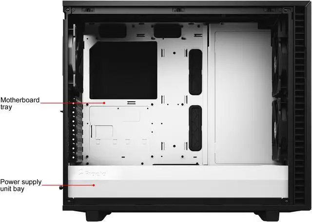 Alt view image 10 of 20 - Fractal Design Define 7 Black & White Brushed Aluminum / Steel E-ATX Silent Modular Tempered Glass Window Mid Tower Computer Case
