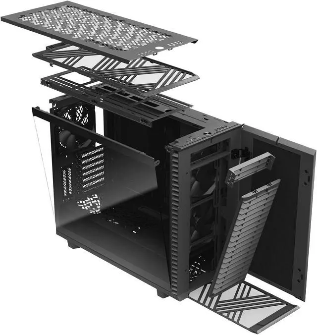 Alt view image 15 of 20 - Fractal Design Define 7 Gray Brushed Aluminum/Steel E-ATX Silent Modular Tempered Glass Window Mid Tower Computer Case