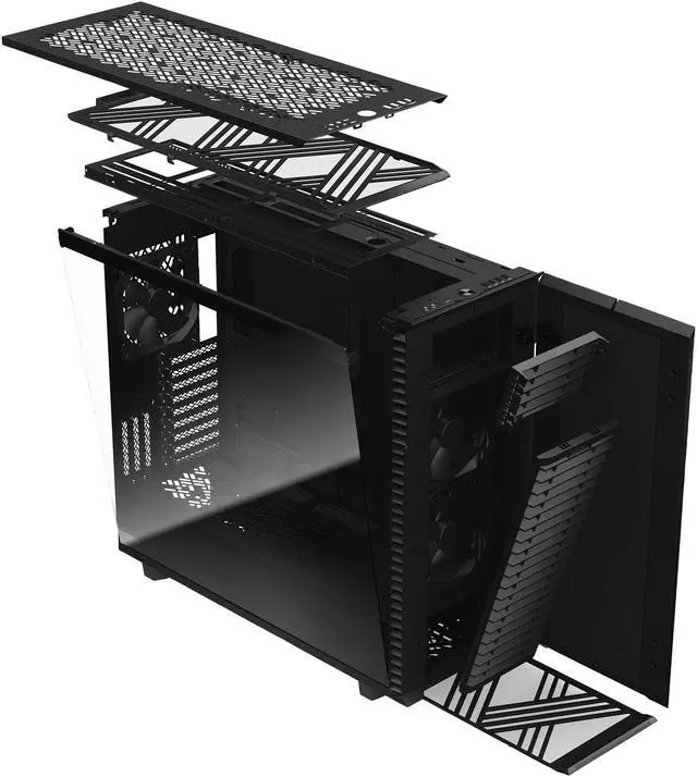 Alt view image 16 of 20 - Fractal Design Define 7 XL Black Brushed Aluminum / Steel E-ATX Silent Modular Tempered Glass Window Full Tower Computer Case