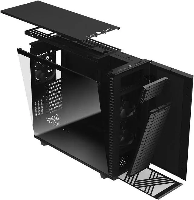 Alt view image 16 of 20 - Fractal Design Define 7 XL Black Brushed Aluminum / Steel E-ATX Silent Modular Dark Tinted Tempered Glass Window Full Tower Computer Case