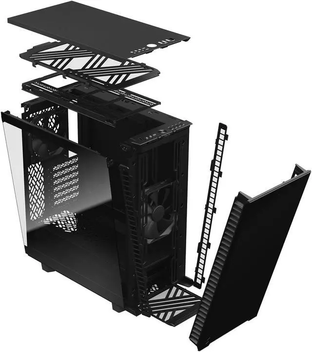 Alt view image 16 of 20 - Fractal Design Define 7 Compact Black Brushed Aluminum/Steel ATX Compact Silent Dark Tinted Tempered Glass Window Mid Tower Computer Case