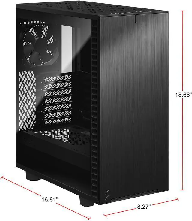 Alt view image 6 of 20 - Fractal Design Define 7 Compact Black Brushed Aluminum/Steel ATX Compact Silent Dark Tinted Tempered Glass Window Mid Tower Computer Case