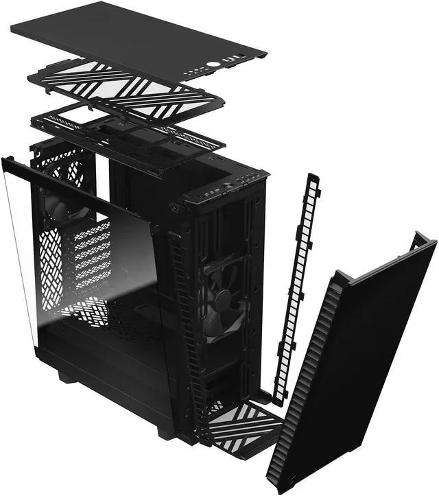Alt view image 16 of 20 - Fractal Design Define 7 Compact Black Brushed Aluminum/Steel ATX Compact Silent Tempered Glass Window Mid Tower Computer Case