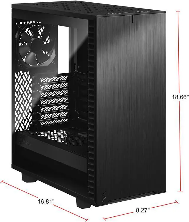 Alt view image 7 of 20 - Fractal Design Define 7 Compact Black Brushed Aluminum/Steel ATX Compact Silent Tempered Glass Window Mid Tower Computer Case