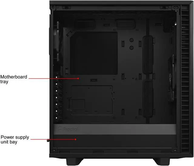 Alt view image 9 of 20 - Fractal Design Define 7 Compact Black Brushed Aluminum/Steel ATX Compact Silent Tempered Glass Window Mid Tower Computer Case