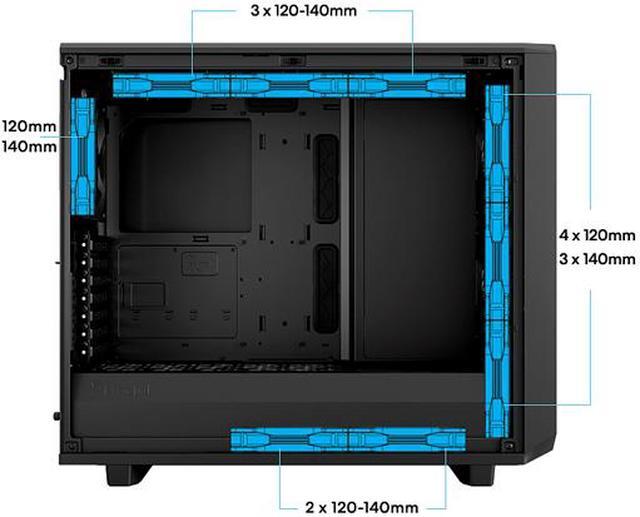 Alt view image 11 of 20 - Fractal Design Meshify 2 Black ATX Flexible Light Tinted Tempered Glass Window Mid Tower Computer Case